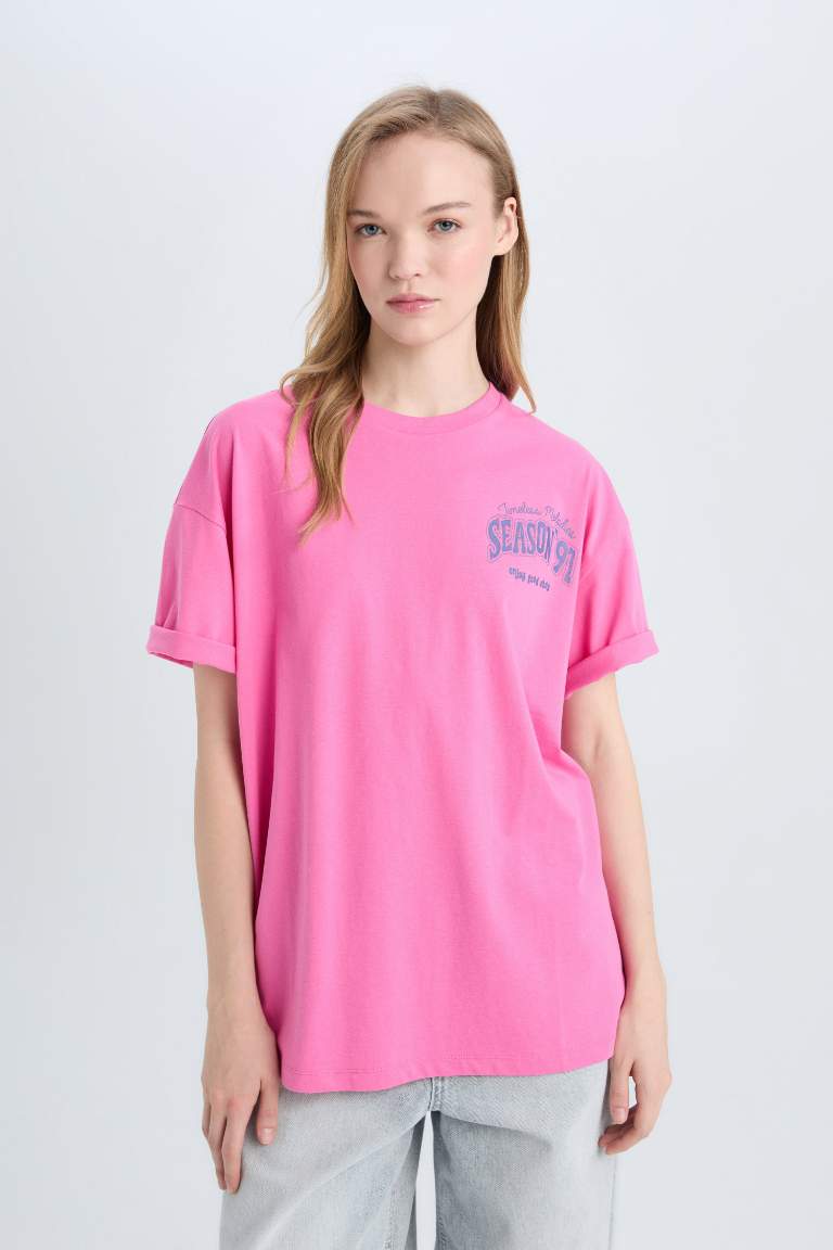 Oversize Fit Crew Neck Printed T-Shirt