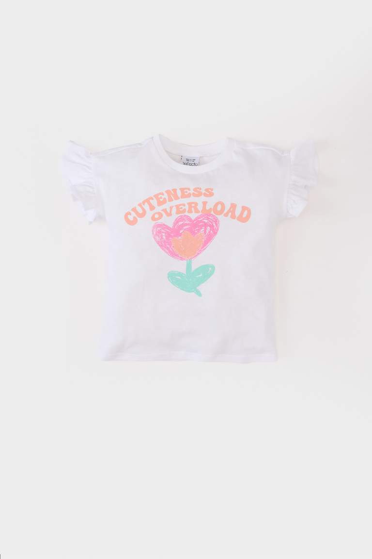 Baby Girl Regular Fit Crew Neck Floral Short T-Shirt