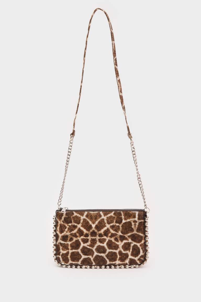 Woman Leopard Pattern Faux Leather Cross Bag