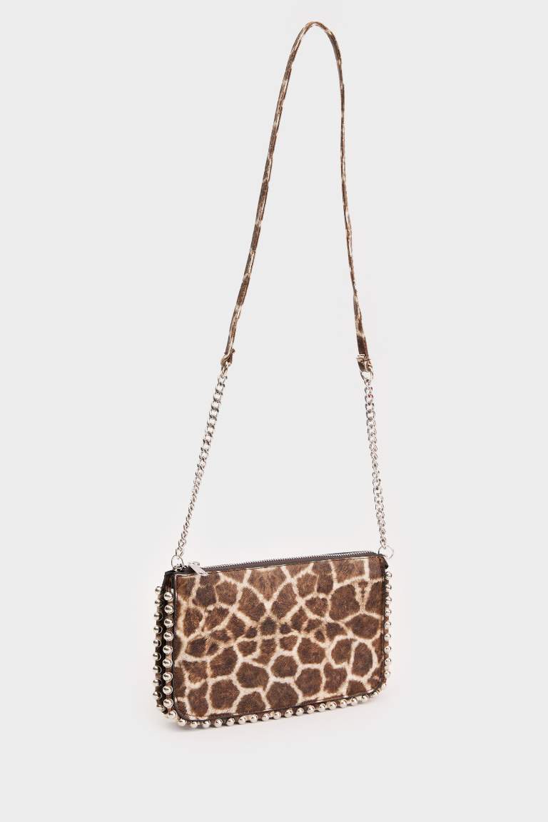 Woman Leopard Pattern Faux Leather Cross Bag