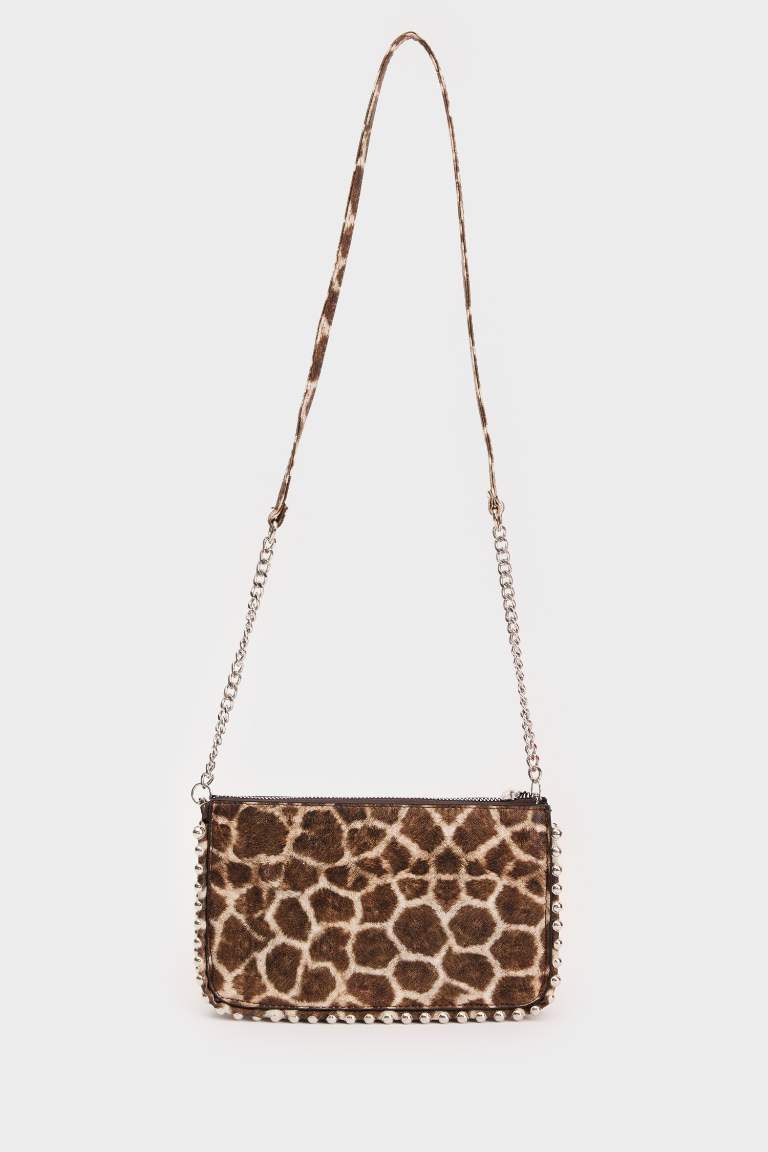 Woman Leopard Pattern Faux Leather Cross Bag