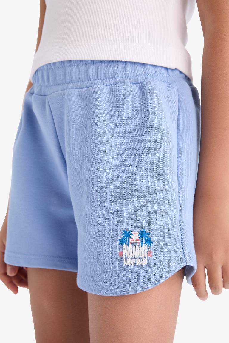 Girl Flexible Waist Sweatshirt Fabric Shorts