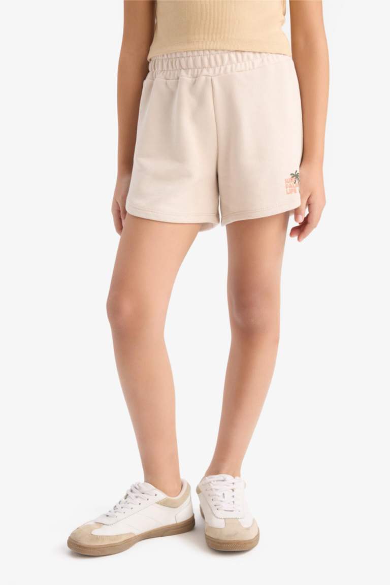 شورت بنات مطبوع بخصر مطاطي