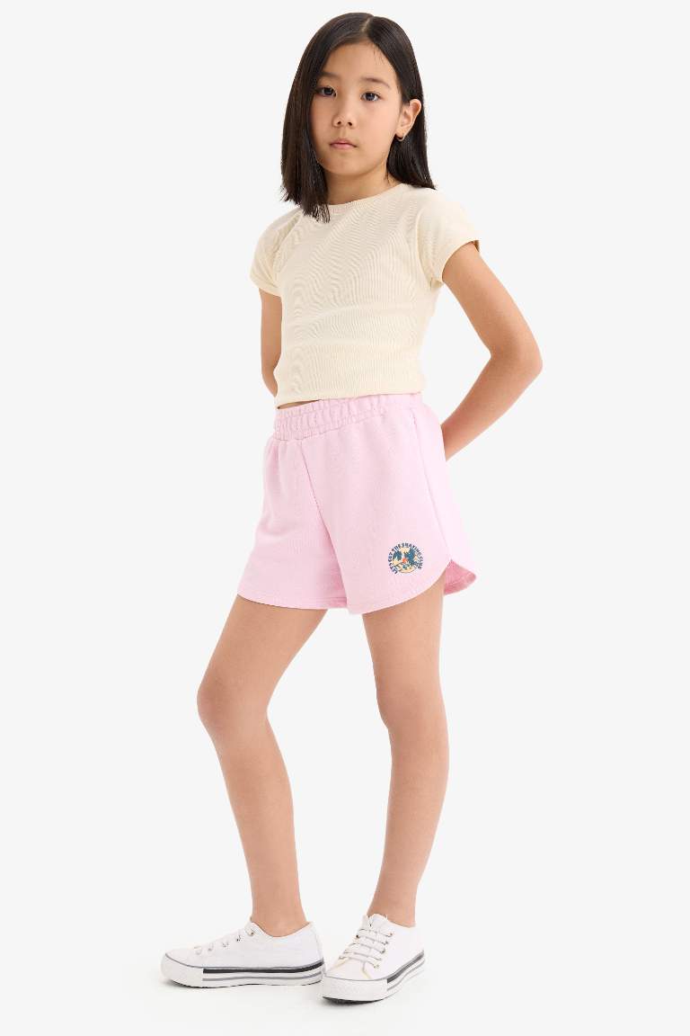 Girl Elastic Waist Printed Shorts