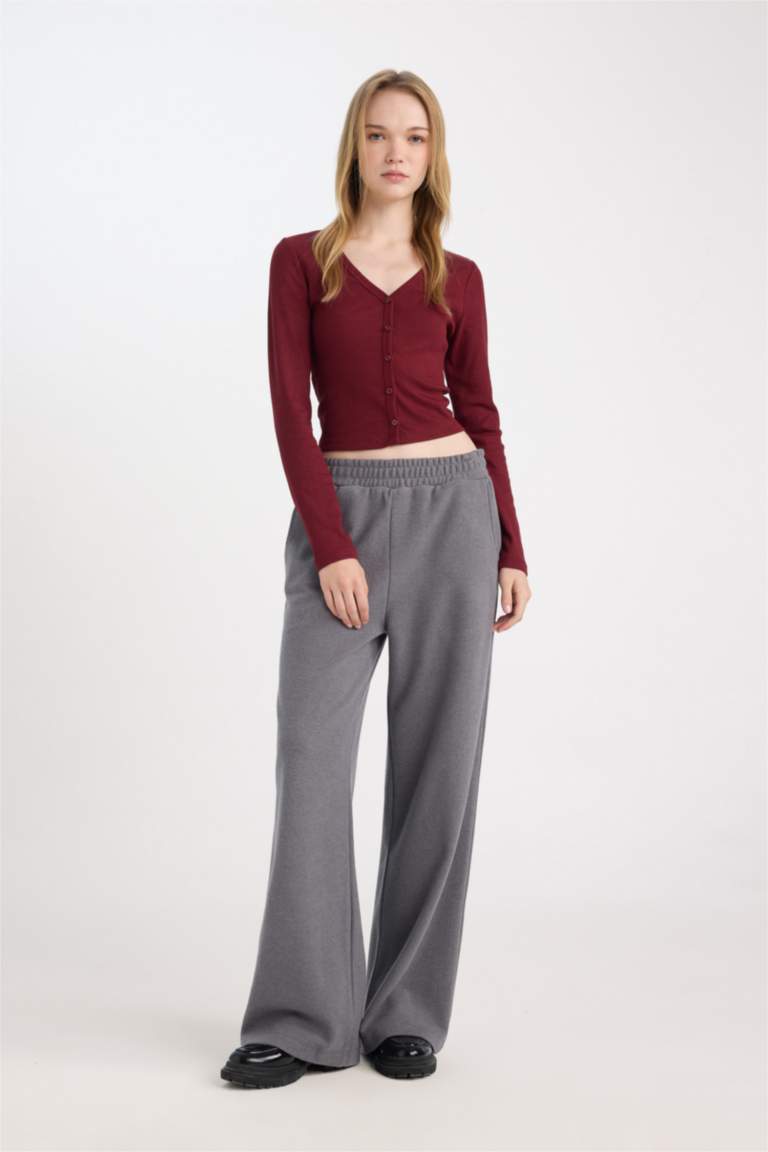 Wide Leg Geniş Bol Paça Eşofman Altı Cepli Bağcıklı Uzun Boy