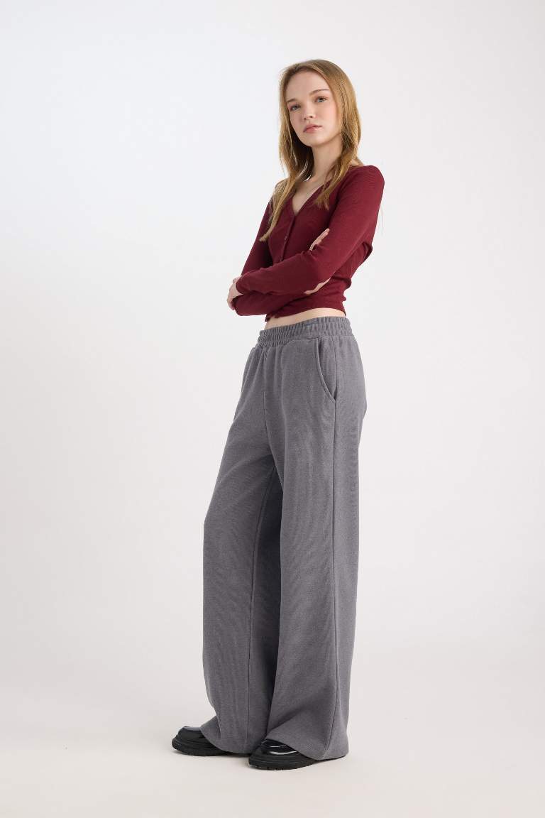 Wide Leg Geniş Bol Paça Eşofman Altı Cepli Bağcıklı Uzun Boy