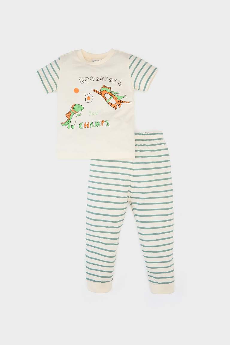 2 piece Regular Fit Striped Knitted Pyjamas