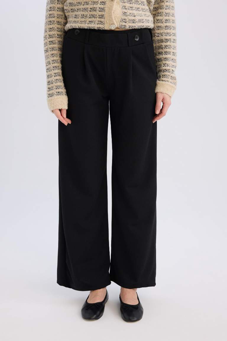 Straight Wide Geniş Paöa Basic Düz Pantolon