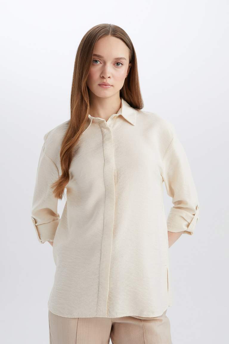 Regular Fit Basic Long Sleeve Shirt Tunic