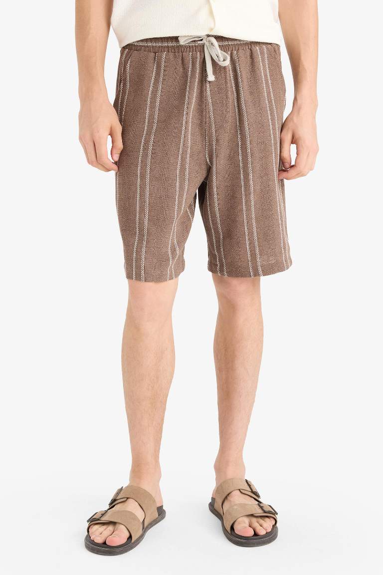 Regular Fit Jakarlı Bermuda Şort