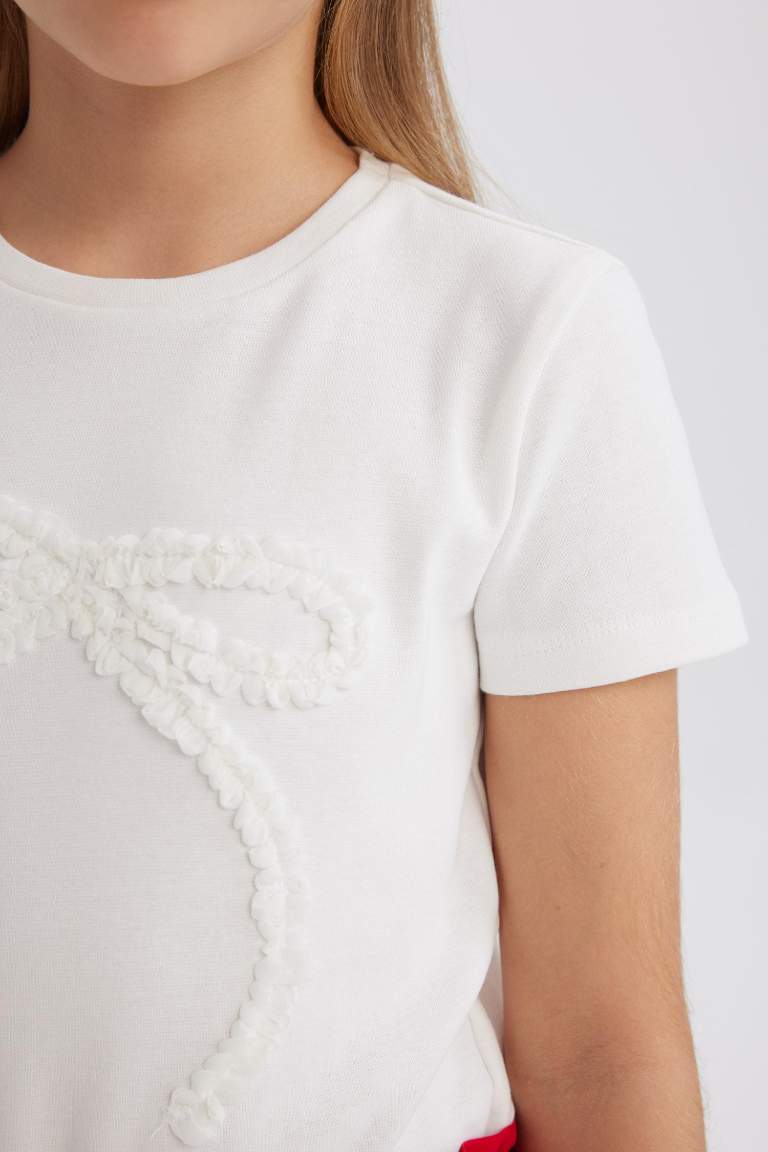 T-shirt slim imprimé à col rond pour fille