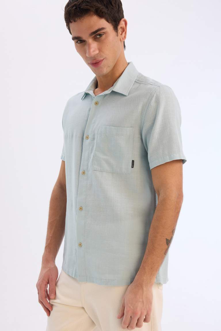 100% хлопковая рубашка с короткими рукавами, slim fit, базовая модель