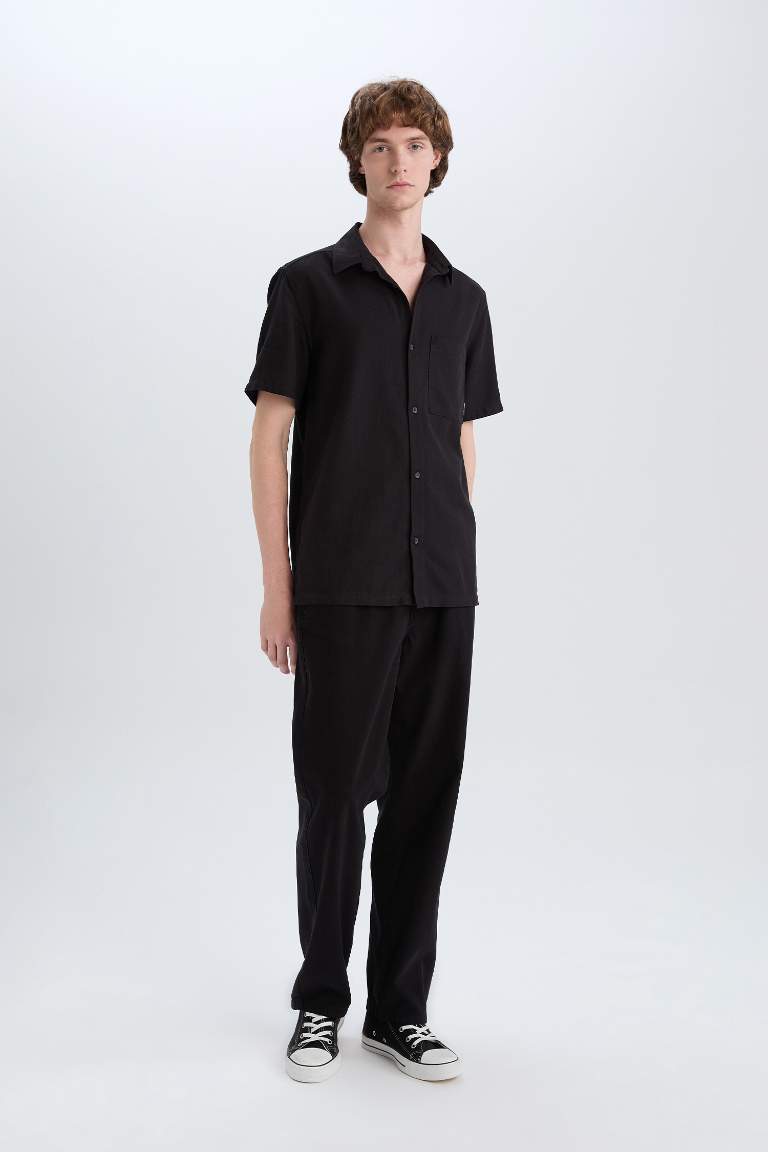100% хлопковая рубашка с короткими рукавами, slim fit, базовая модель