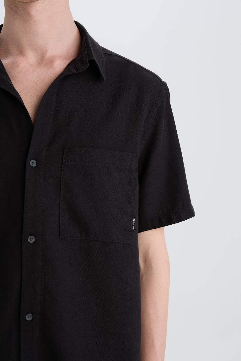 100% хлопковая рубашка с короткими рукавами, slim fit, базовая модель