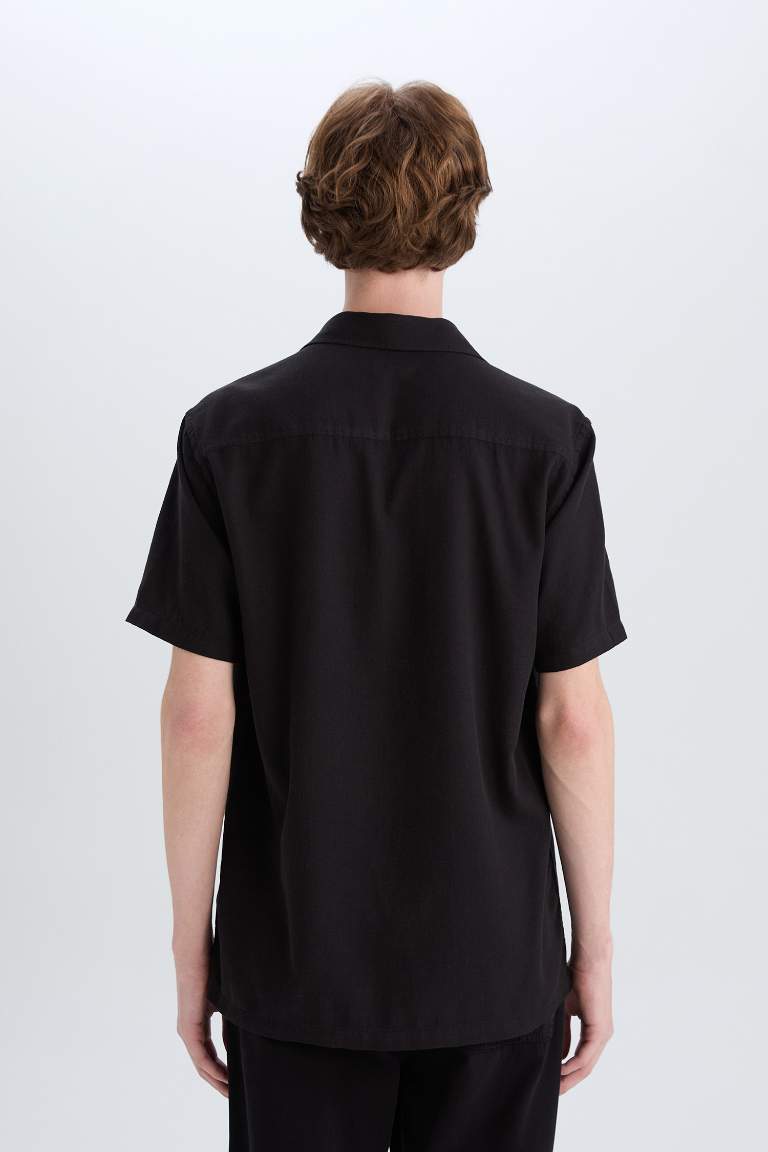 100% хлопковая рубашка с короткими рукавами, slim fit, базовая модель