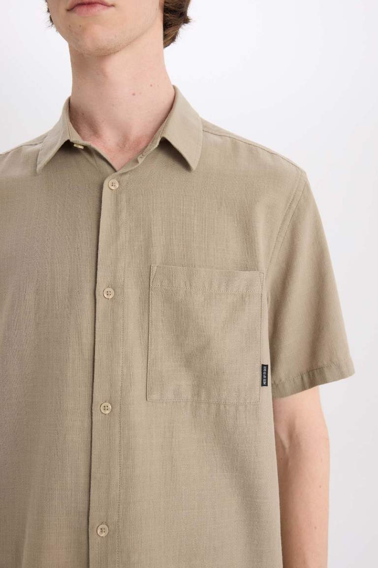 100% хлопковая рубашка с короткими рукавами, slim fit, базовая модель