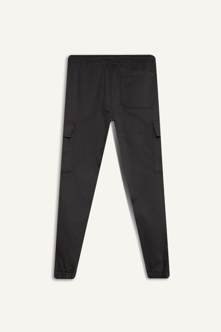 Regular Waist Laced Textured Jogger Cargo Pants