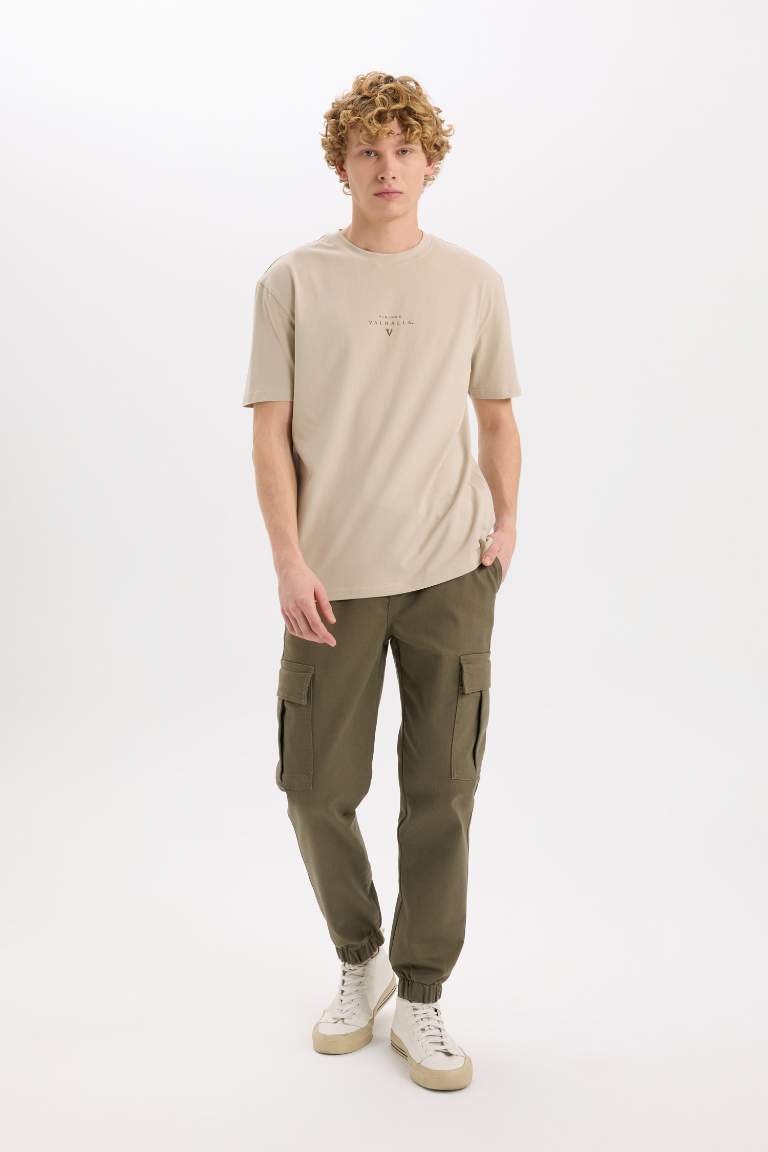 Regular Waist Laced Textured Jogger Cargo Pants