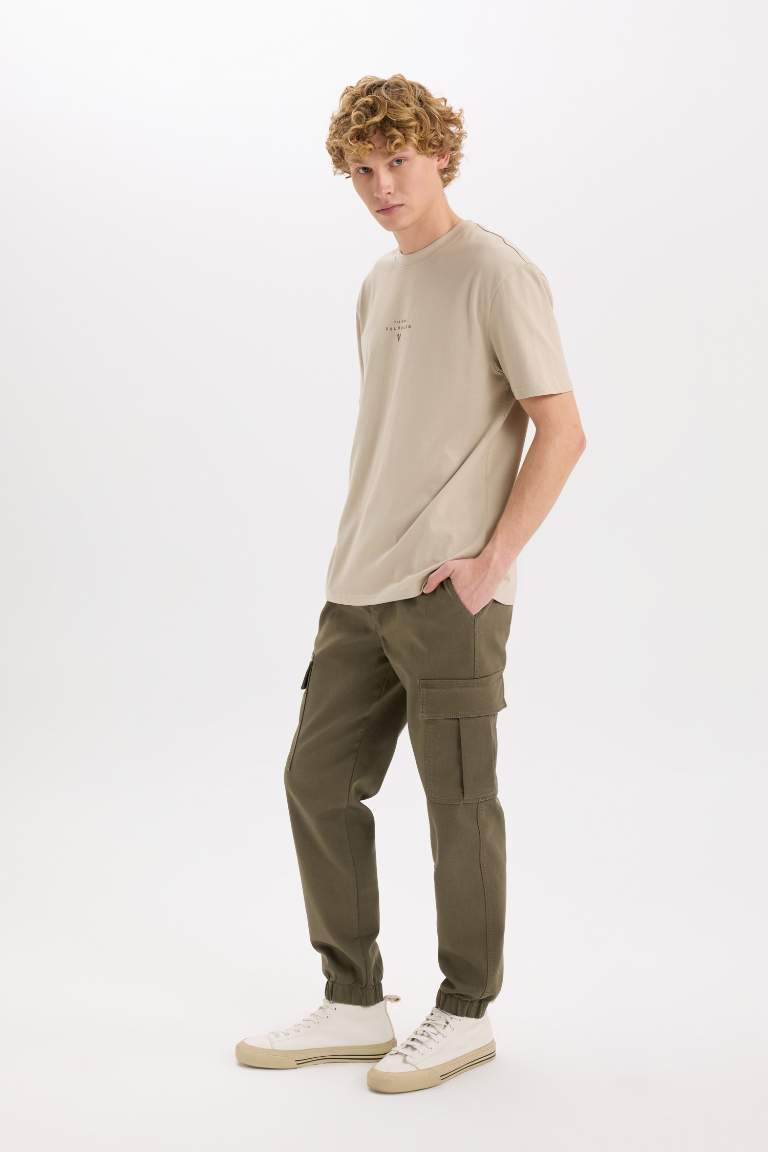 Regular Waist Laced Textured Jogger Cargo Pants