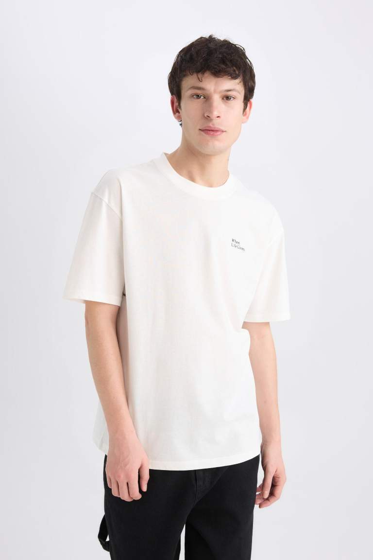 Boxy fit футболка с круглым вырезом, с принтом на спине и короткими рукавами