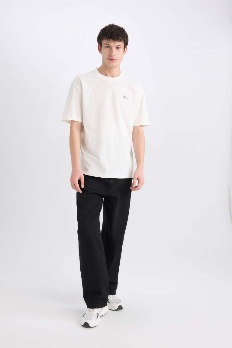Boxy fit футболка с круглым вырезом, с принтом на спине и короткими рукавами