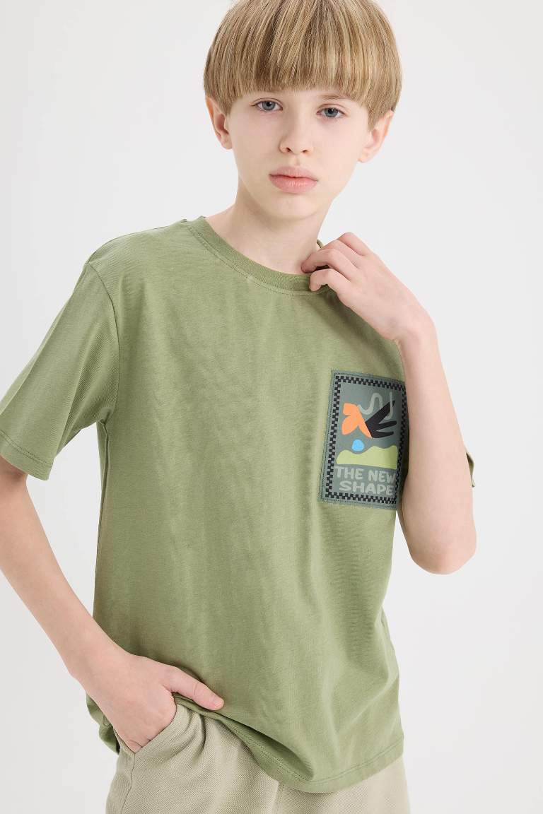 Boy Crew Neck Embroidered Short Sleeve T-Shirt