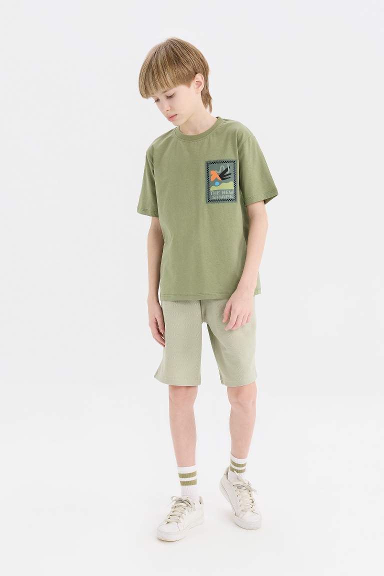 Boy Crew Neck Embroidered Short Sleeve T-Shirt