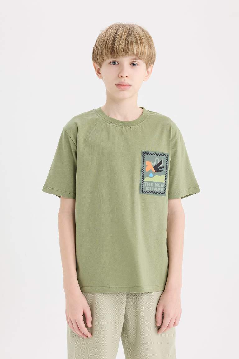 Boy Crew Neck Embroidered Short Sleeve T-Shirt