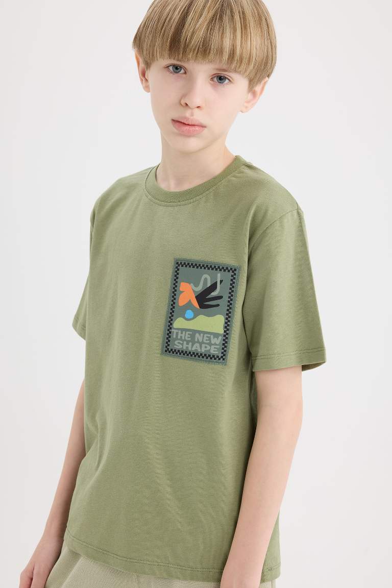 Boy Crew Neck Embroidered Short Sleeve T-Shirt