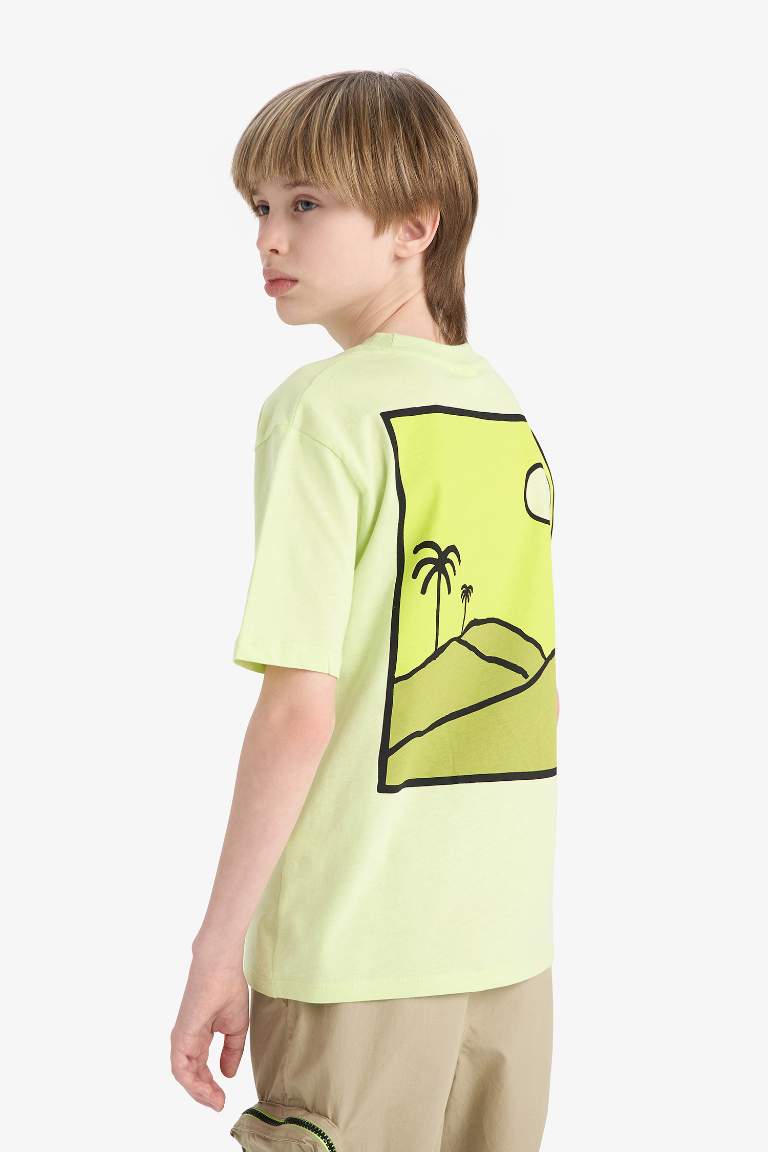 Boy Crew Neck Back Printed Short Sleeve T-Shirt