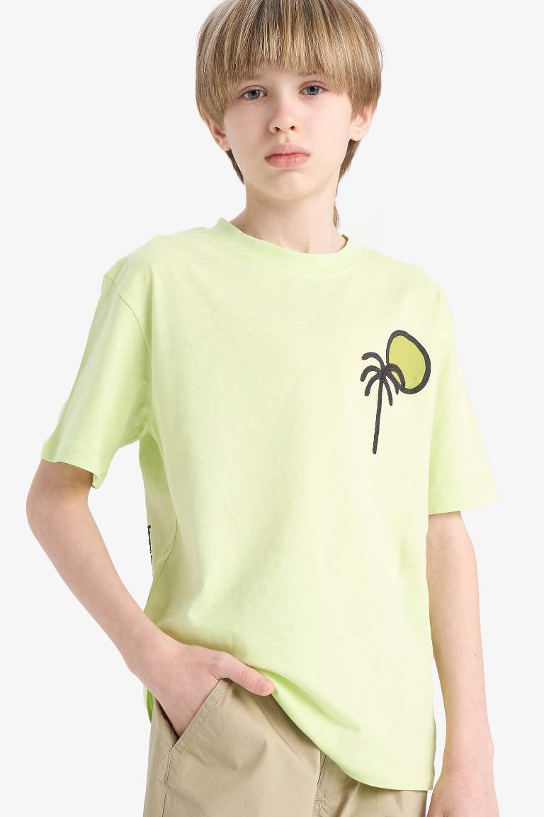 Boy Crew Neck Back Printed Short Sleeve T-Shirt