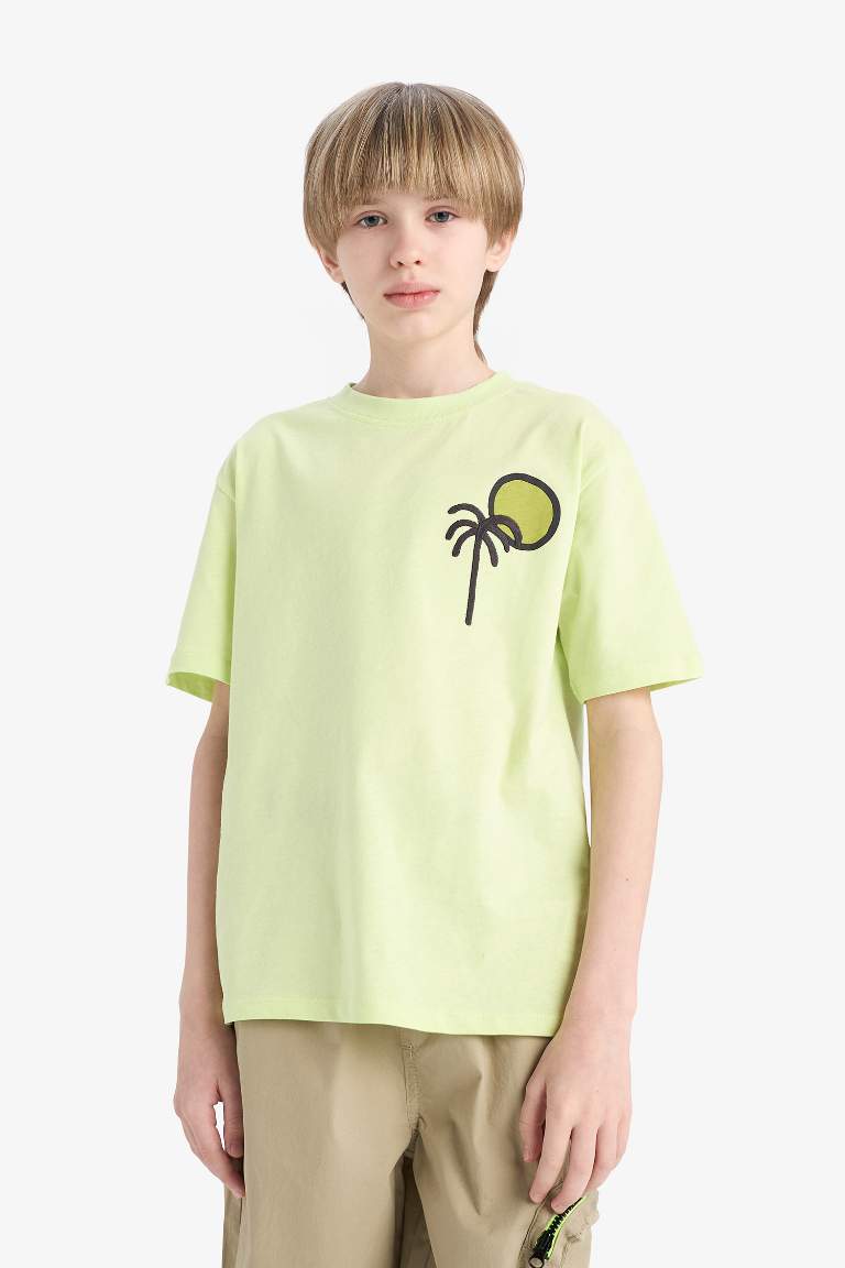 Boy Crew Neck Back Printed Short Sleeve T-Shirt