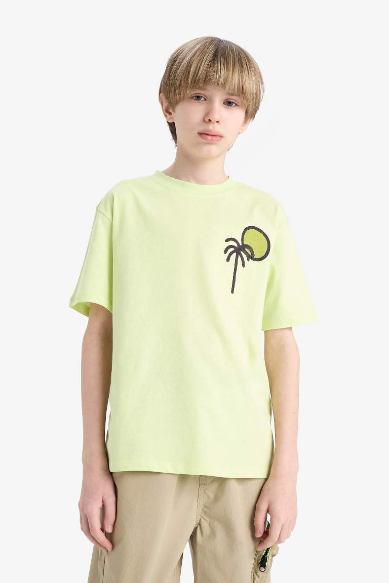 Boy Crew Neck Back Printed Short Sleeve T-Shirt