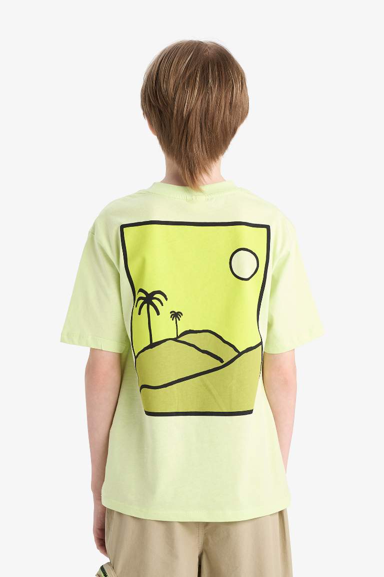 Boy Crew Neck Back Printed Short Sleeve T-Shirt