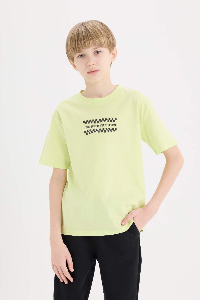 Boy Crew Neck Back Printed Short Sleeve T-Shirt