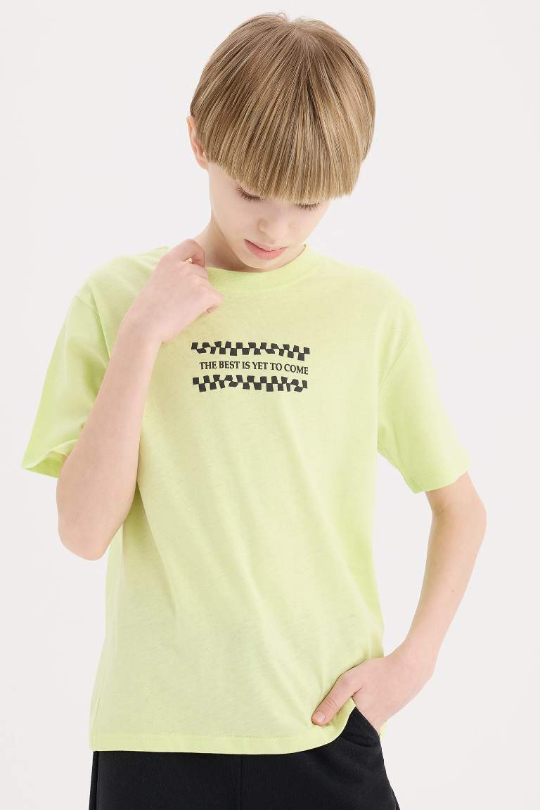 Boy Crew Neck Back Printed Short Sleeve T-Shirt