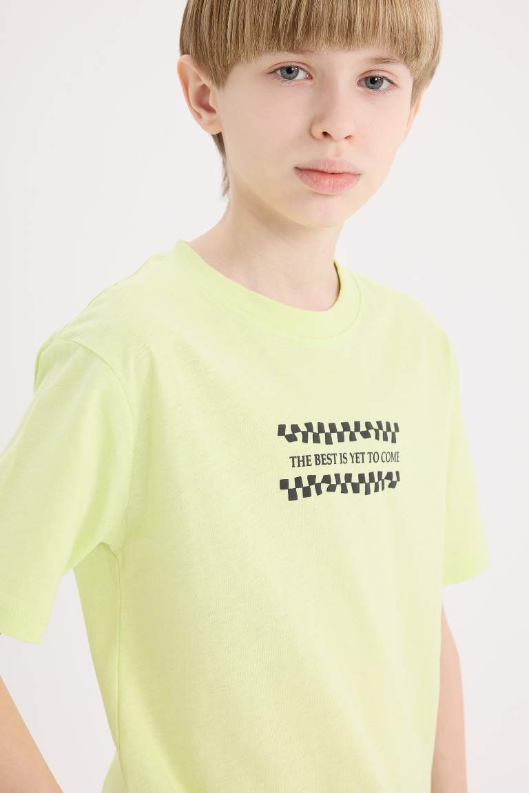 Boy Crew Neck Back Printed Short Sleeve T-Shirt