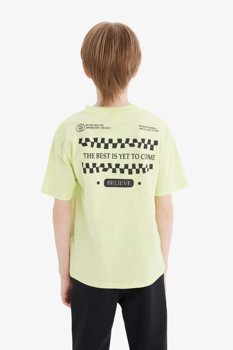 Boy Crew Neck Back Printed Short Sleeve T-Shirt