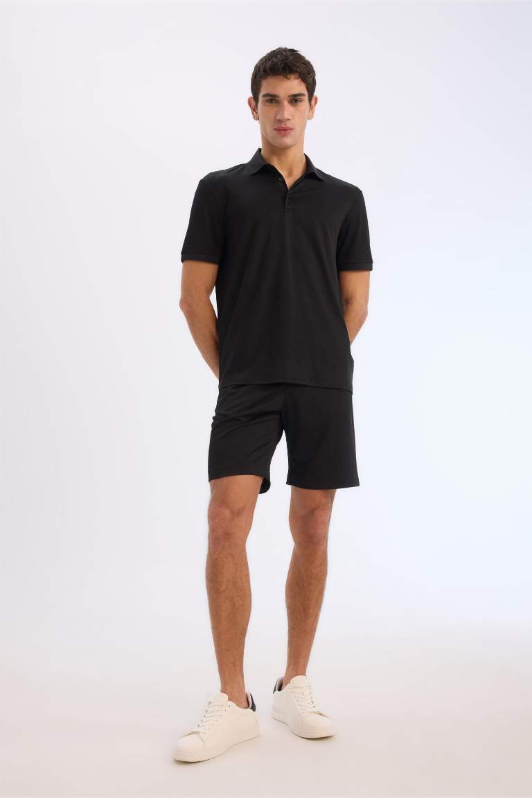 Regular Fit Her Yöne Esneyen Krinkıl Bermuda Şort