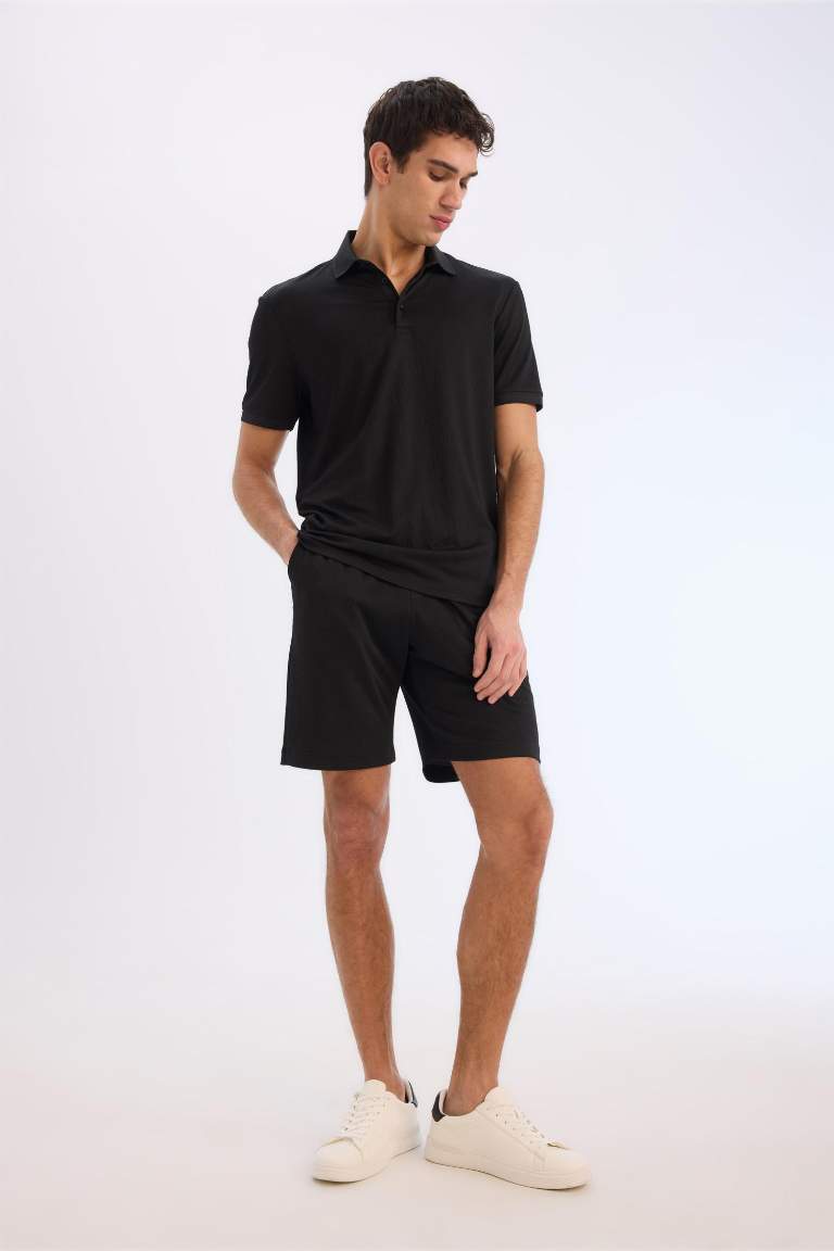 Regular Fit Her Yöne Esneyen Krinkıl Bermuda Şort