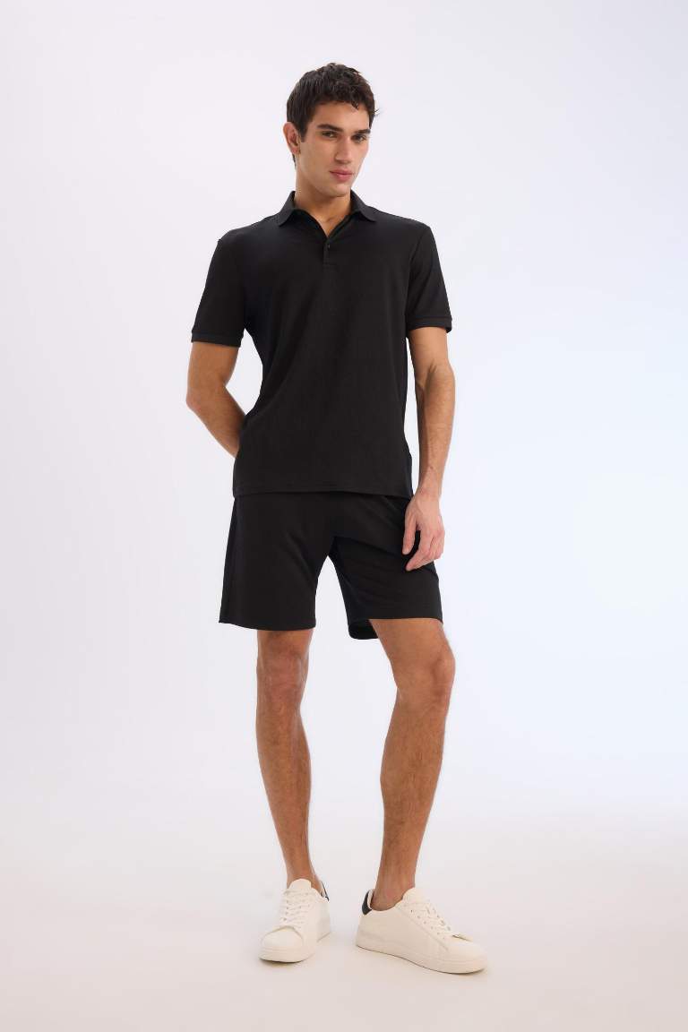 Regular Fit Her Yöne Esneyen Krinkıl Bermuda Şort