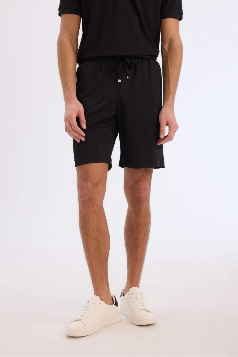 Regular Fit Her Yöne Esneyen Krinkıl Bermuda Şort