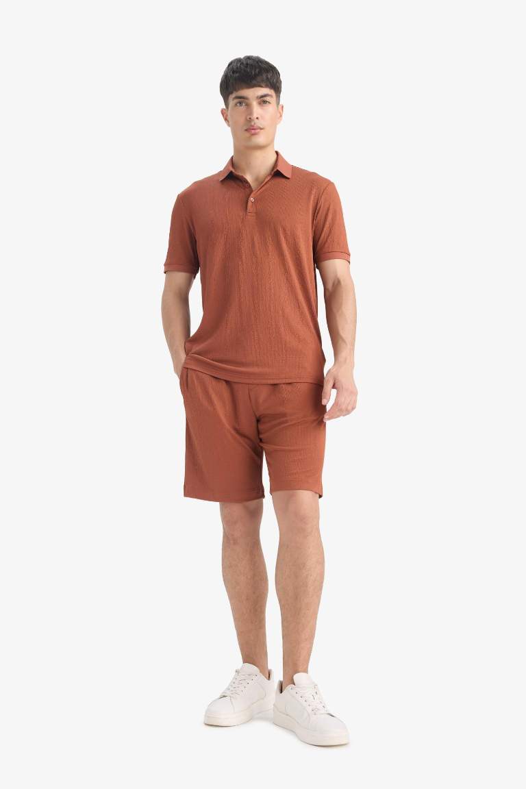 Regular Fit Her Yöne Esneyen Krinkıl Bermuda Şort
