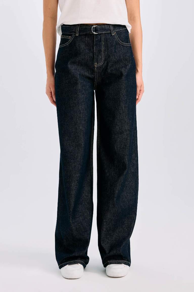 Wide Leg Fit Geniş Kalıp Yüksek Bel Geniş Paça Uzun Jean Pantolon