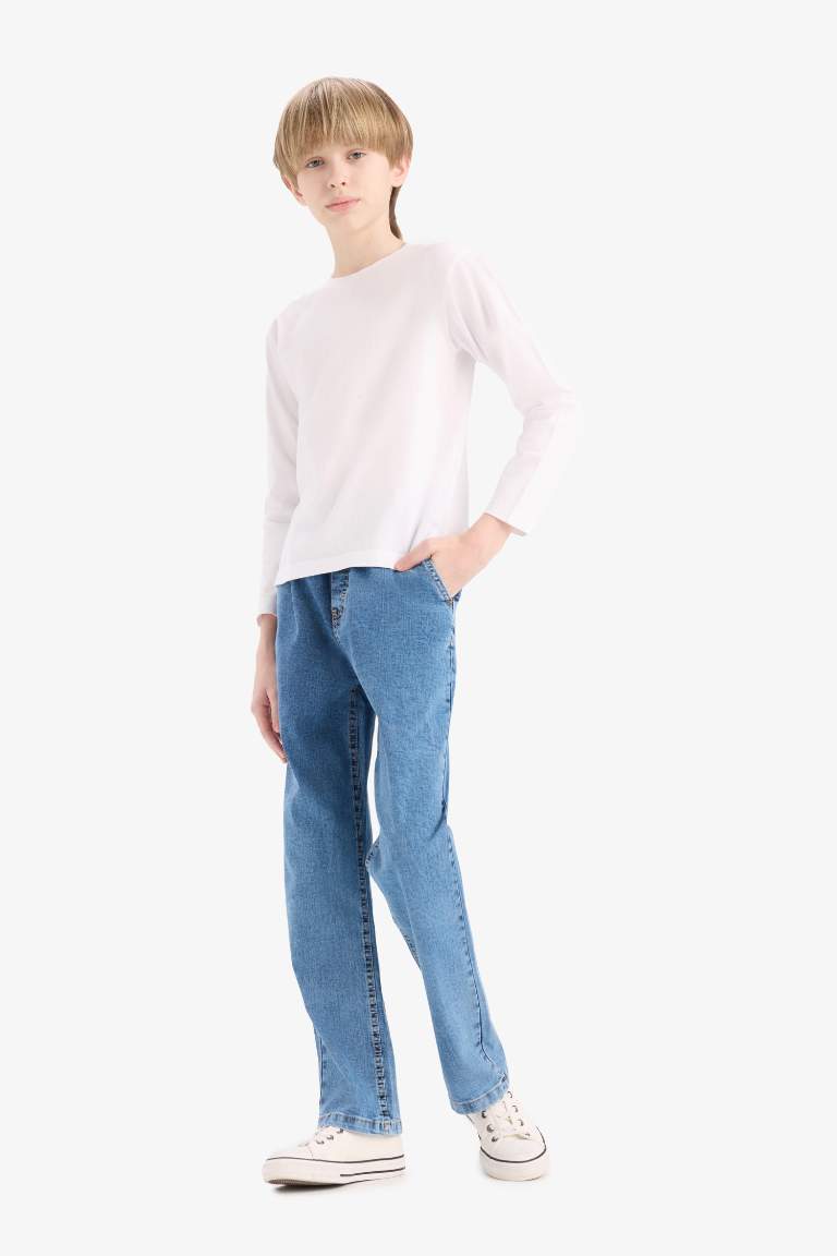 Boy Straight Fit Elastic Banded Leg Jeans