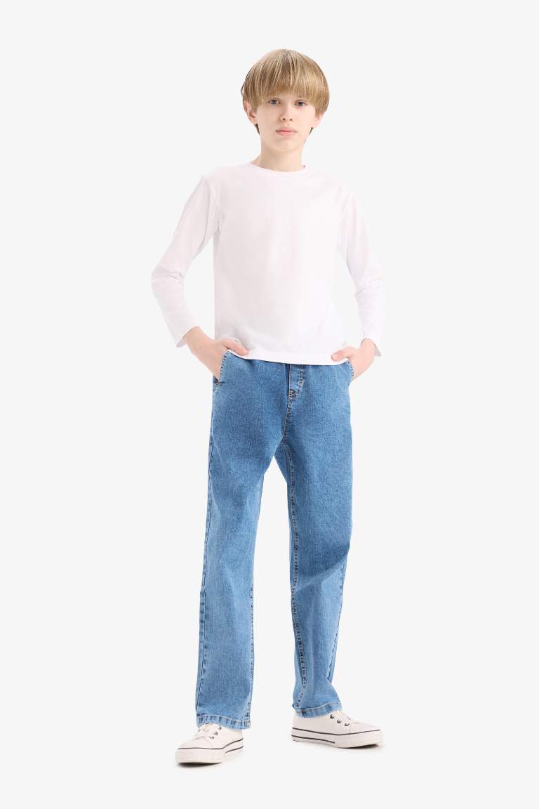 Boy Straight Fit Elastic Banded Leg Jeans