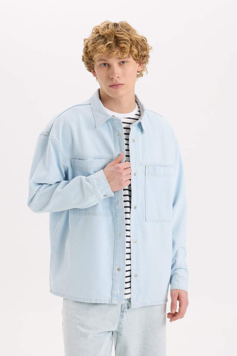 Chemise oversize en jean à manches longues