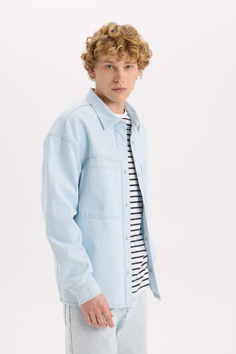 Oversize Fit Jean Long Sleeve Shirt