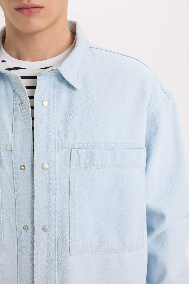 Chemise oversize en jean à manches longues