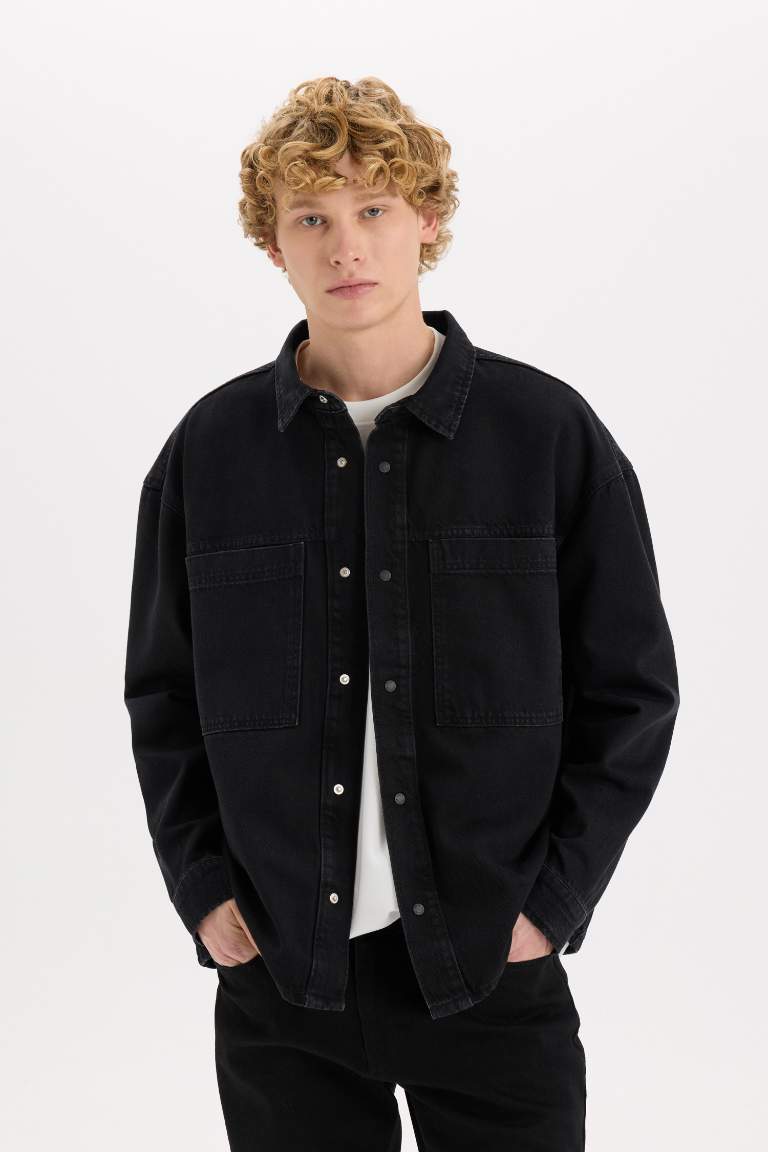 Chemise oversize en jean à manches longues